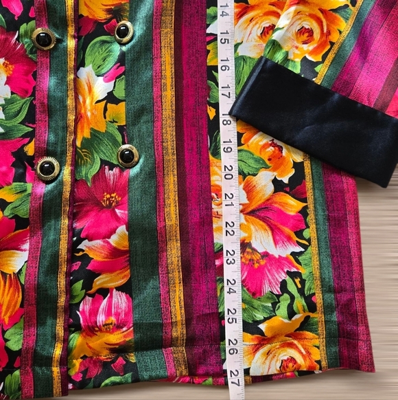 Victoria's Secret Vintage Gold Label Floral Satin Silky Blazer Smoking Jacket M - Picture 8 of 14